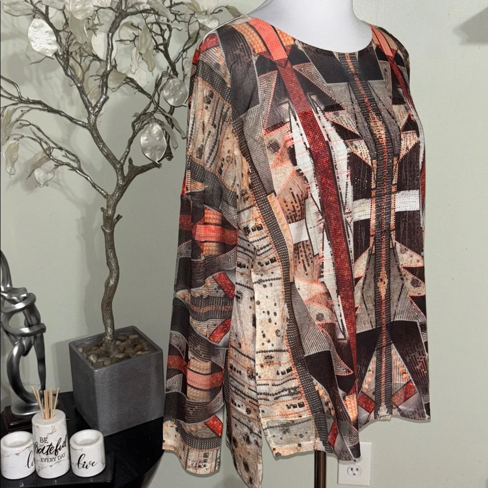 Chico's Geometric Patterned Blouse in Earth Tones